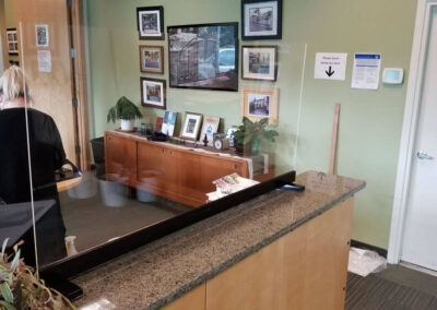Large sneeze guards that compliment any office or shop.