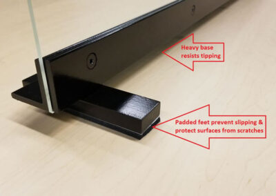 Heavy base resists tipping and padded feet protect your counter.